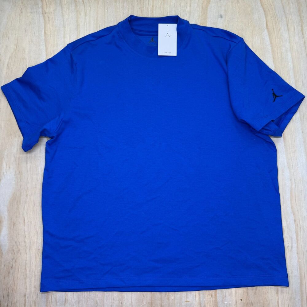 NEW Jordan Men's Dri-FIT Mock Neck Golf Short Sleeve Shirt Royal Blue 2XL